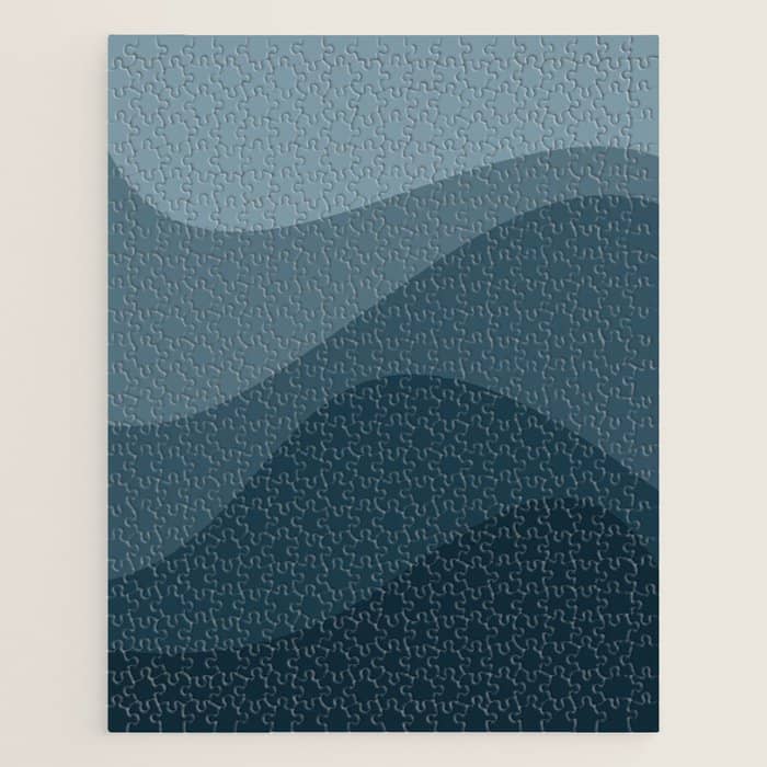 Abstract Color Waves - Blue Tones Jigsaw Puzzle