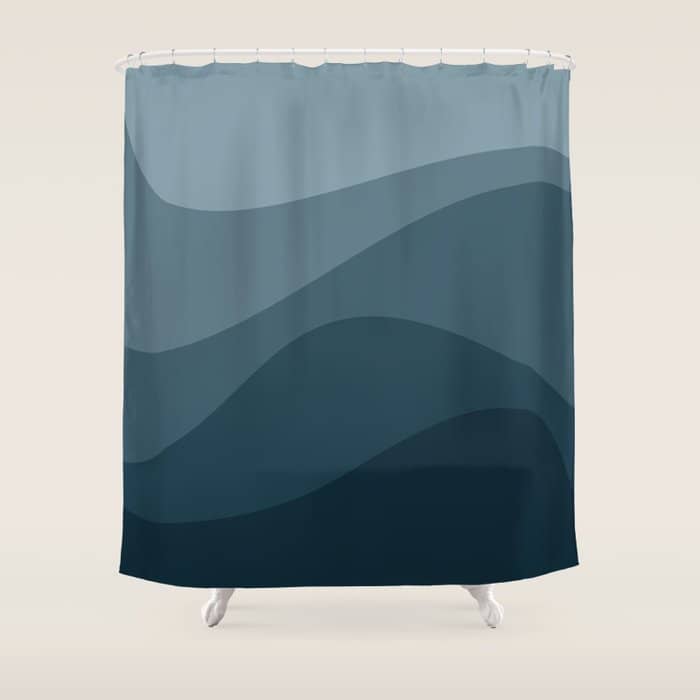 Abstract Color Waves - Blue Tones Shower Curtain
