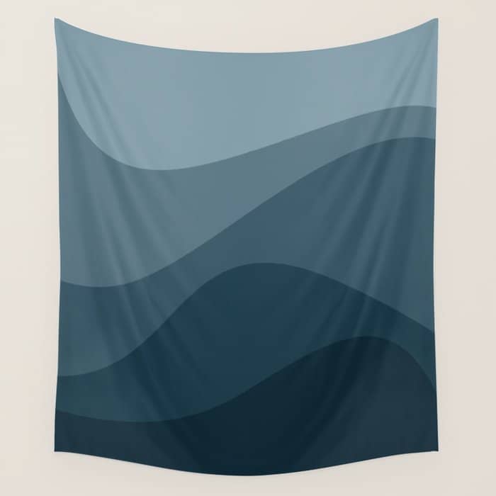Abstract Color Waves - Blue Tones Wall Tapestry