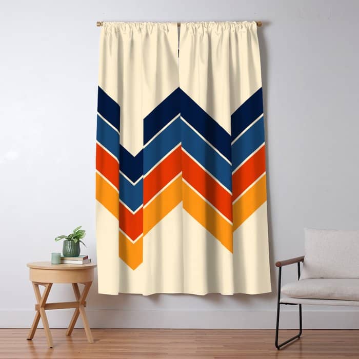 Colorful V Shape Retro Stripes Chilseongsin Window Curtain