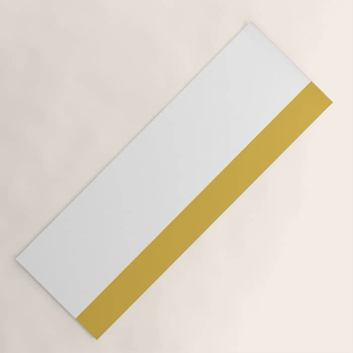 Mustard Yellow And White Solid Color Block Yoga Mat