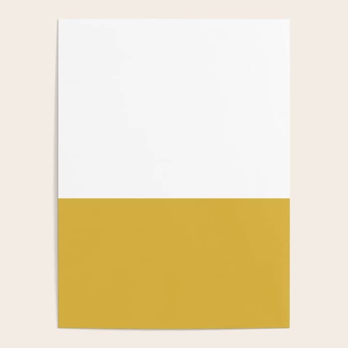 Mustard Yellow And White Solid Color Block Poster
