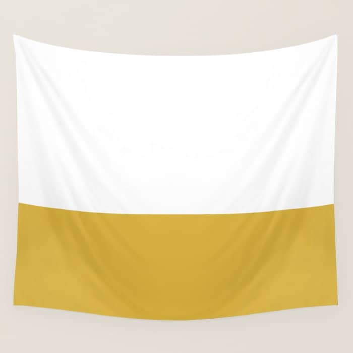 Mustard Yellow And White Solid Color Block Wall Tapestry