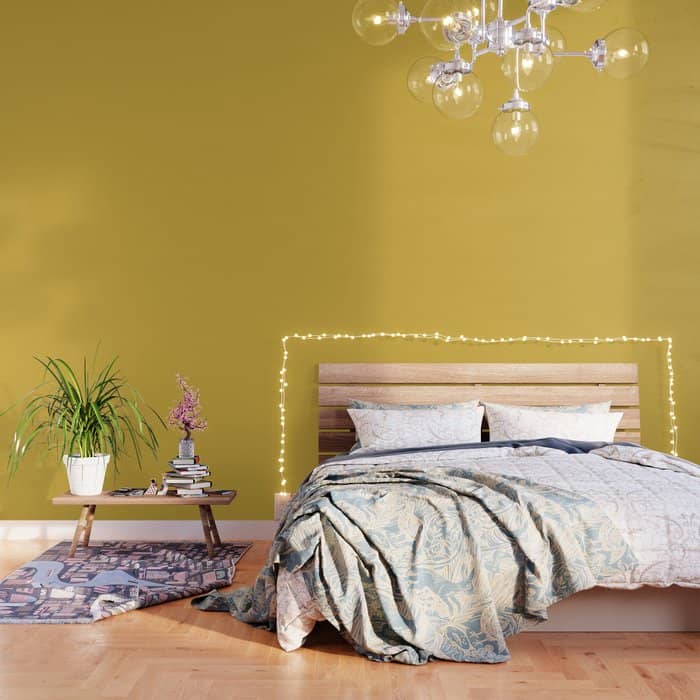 Light Mustard Yellow Solid Colour Wallpaper