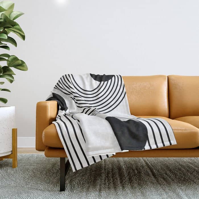 Modern Minimalist Line Art In Black And White Throw Blanket