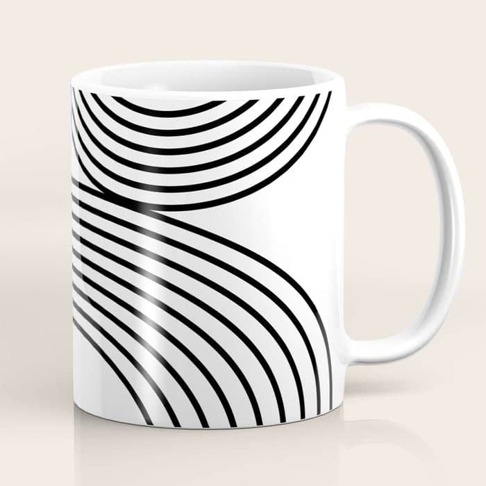 Modern Minimalist Line Art In Black And White Coffee Mug
