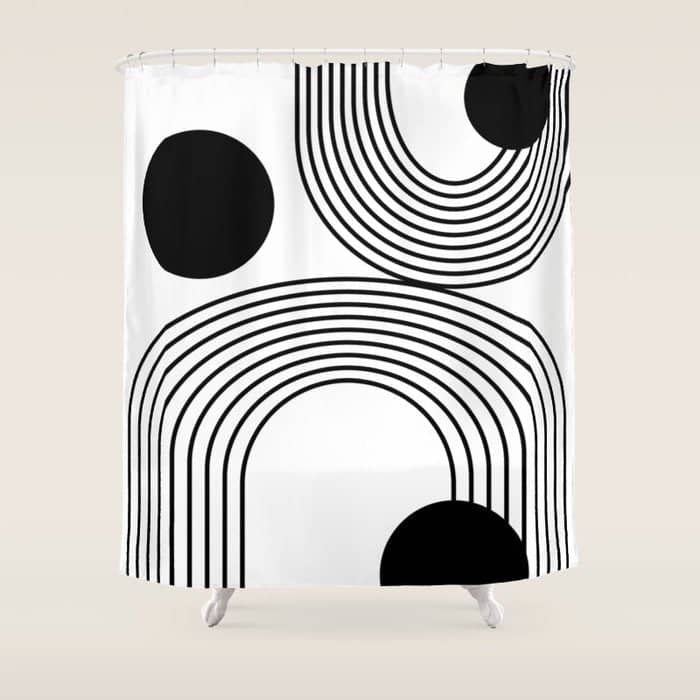 Modern Minimalist Line Art In Black And White Shower Curtain