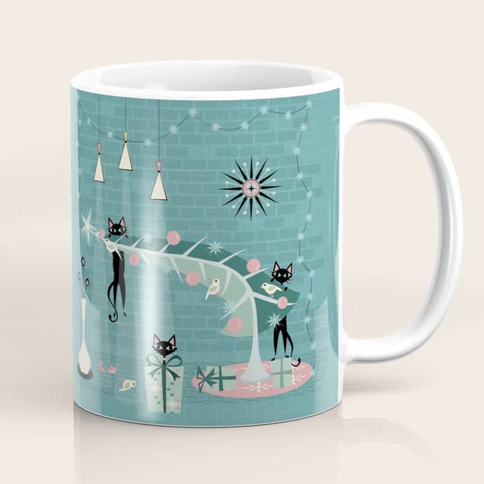 Retro Naughty Kitty Christmas Coffee Mug