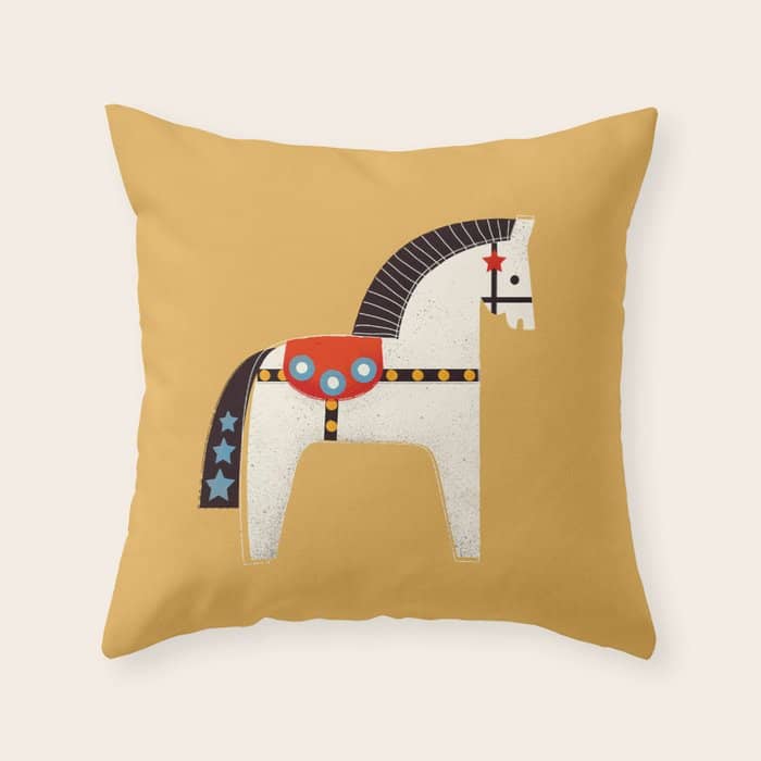 Festive Pony - Illustration Throw Pillow