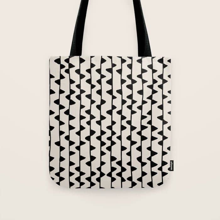 Triangles / Black & White Pattern Tote Bag
