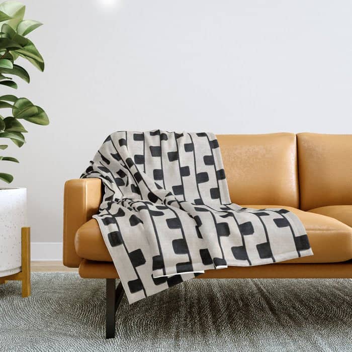 Squares / Black & White Pattern Throw Blanket