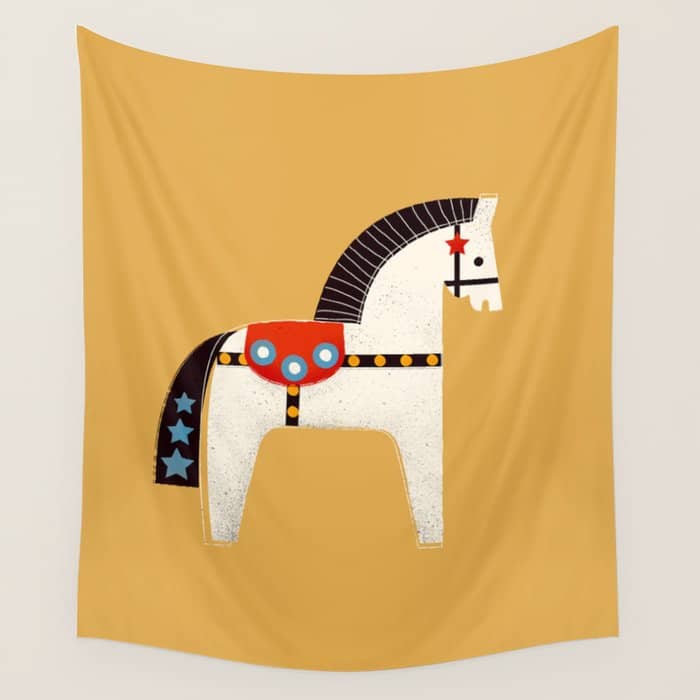Festive Pony - Illustration Wall Tapestry