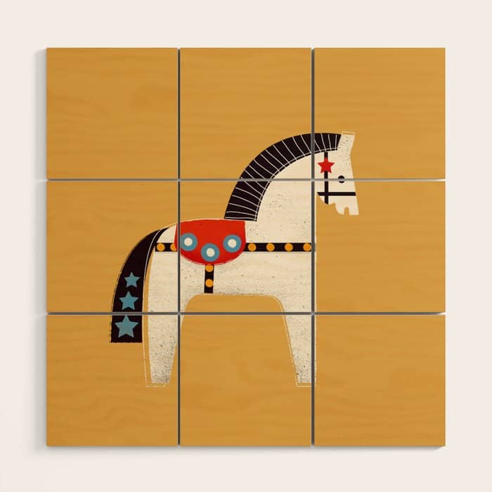 Festive Pony - Illustration Wood Wall Art