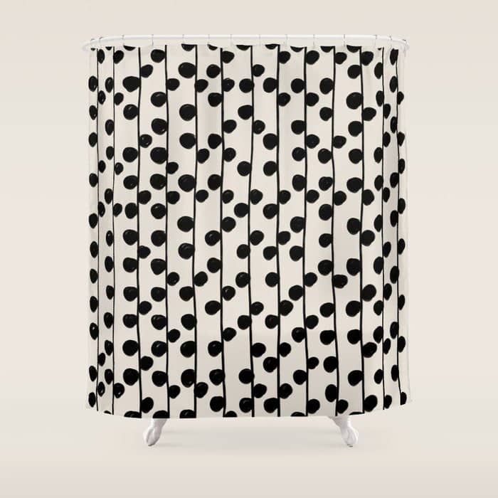 Dots / Black & White Pattern Shower Curtain