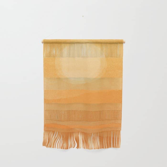 70s Style Golden Sunset Abstract Landscape Wall Hanging