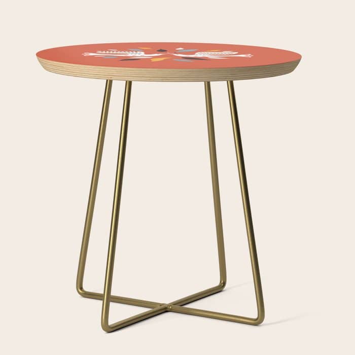 Festive Doves - Folk Illustration Side Table