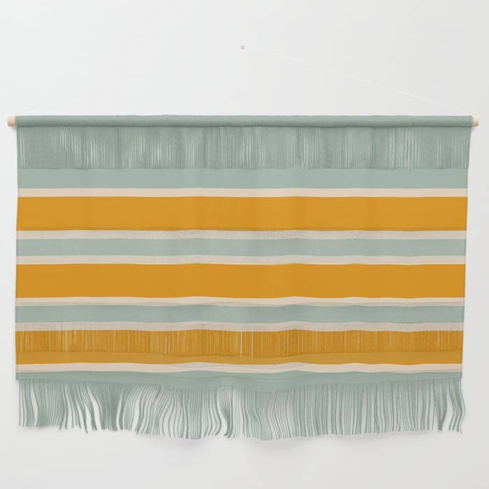 70s Style Mint Orange White Retro Stripes Pomona Wall Hanging