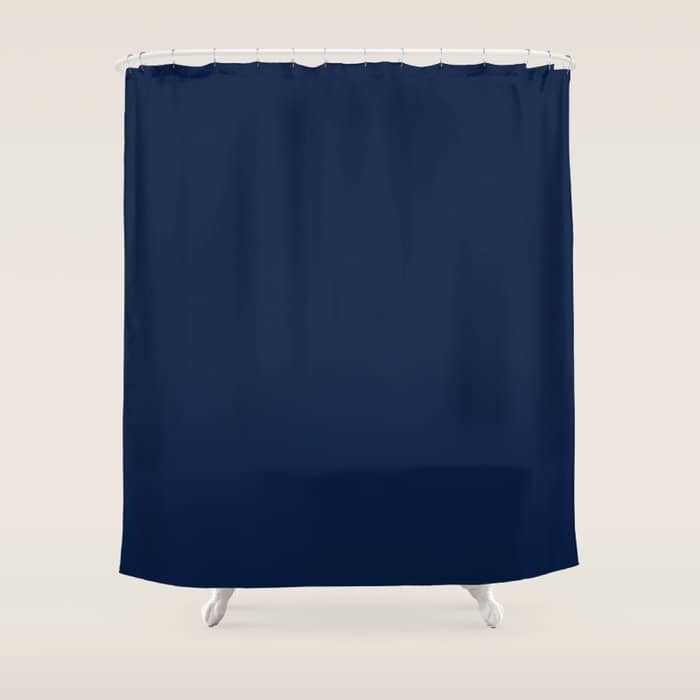 Nautical Navy Blue Solid Color Shower Curtain