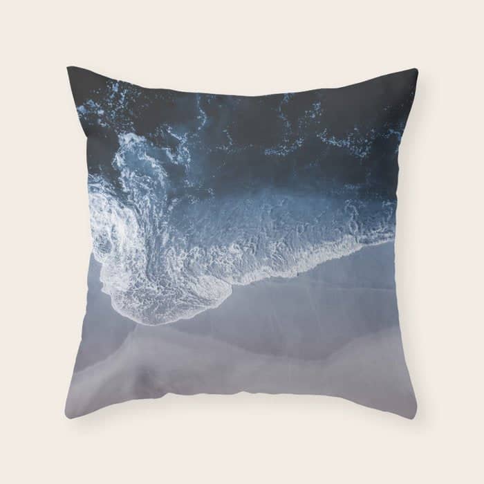 Aerial Ocean Print - Crashing Waves - Beach - Sea Travel Photography Throw Pillow