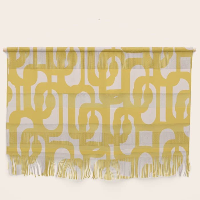 Mustard Yellow And Blush Pink Mid-Century Modern Loop Pattern Wall Hanging