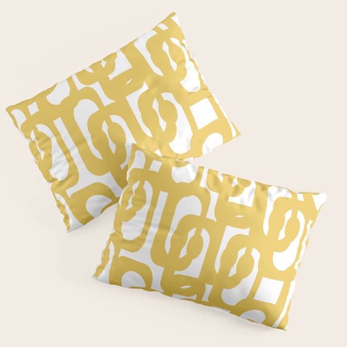 Mustard Yellow And White Mid-Century Modern Loop Pattern Pillow Sham