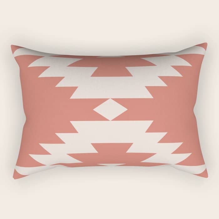Southwestern Minimalism - Bright Coral Red Rectangular Pillow