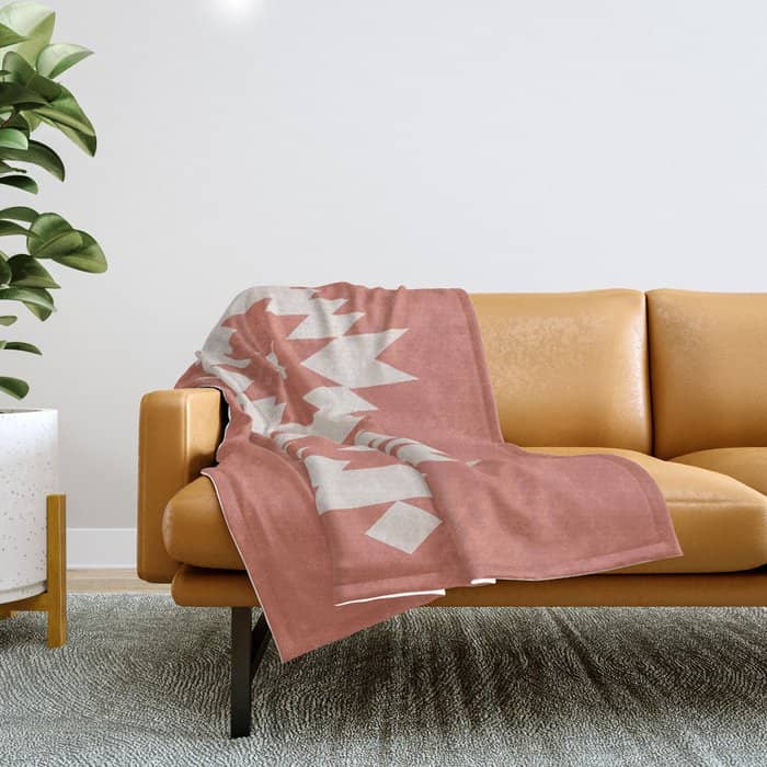 Southwestern Minimalism - Bright Coral Red Throw Blanket