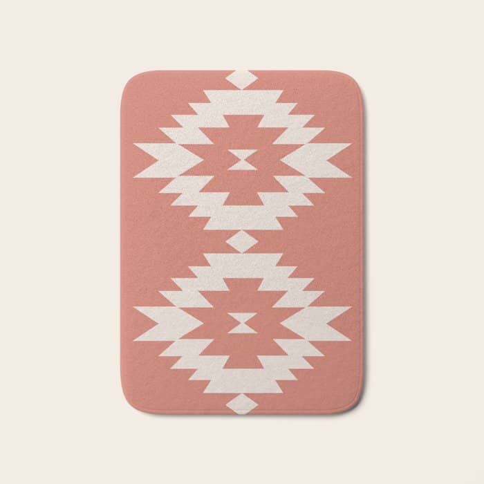 Southwestern Minimalism - Bright Coral Red Bath Mat