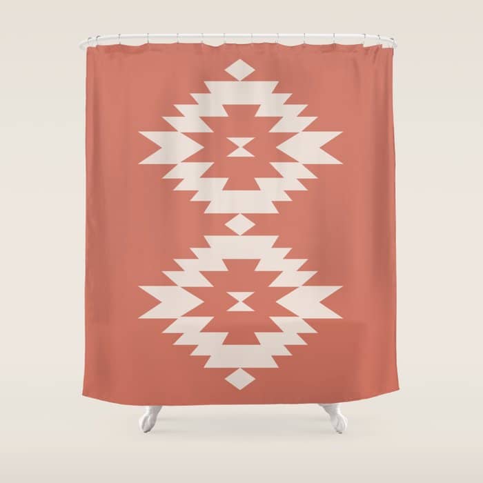 Southwestern Minimalism - Bright Coral Red Shower Curtain