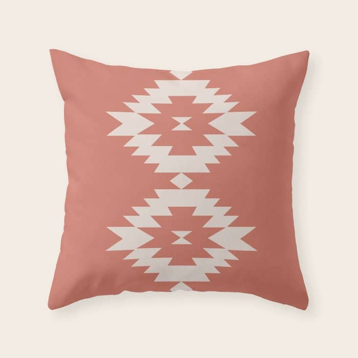 Southwestern Minimalism - Bright Coral Red Throw Pillow