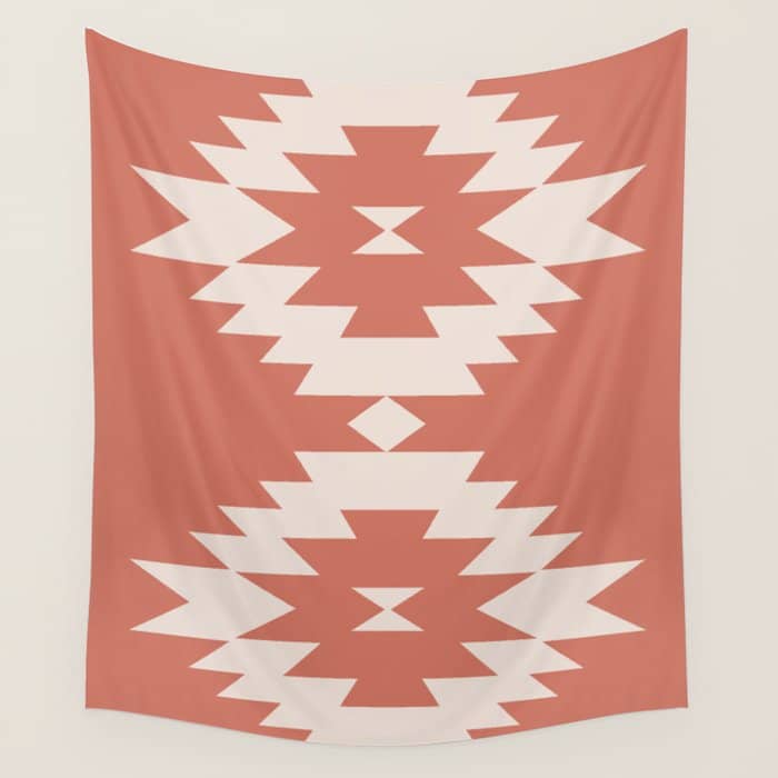 Southwestern Minimalism - Bright Coral Red Wall Tapestry