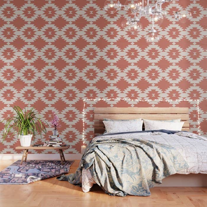Southwestern Minimalism - Bright Coral Red Wallpaper