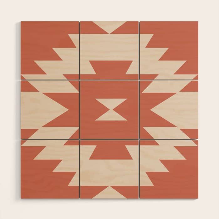 Southwestern Minimalism - Bright Coral Red Wood Wall Art