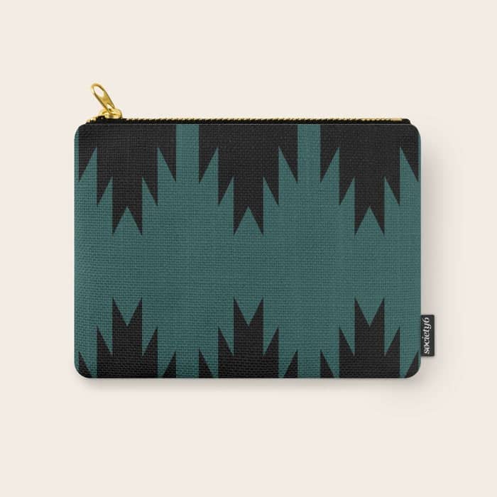 Geometric Southwestern Minimalism - Teal Green Carry All Pouch