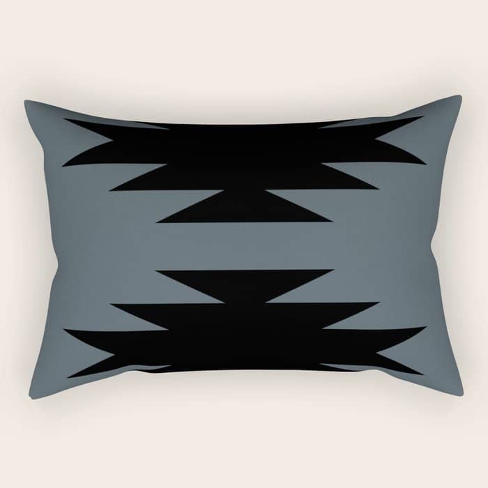 Geometric Southwestern Minimalism - Neutral Blue Rectangular Pillow