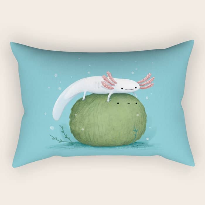Axolotl On A Mossball Rectangular Pillow