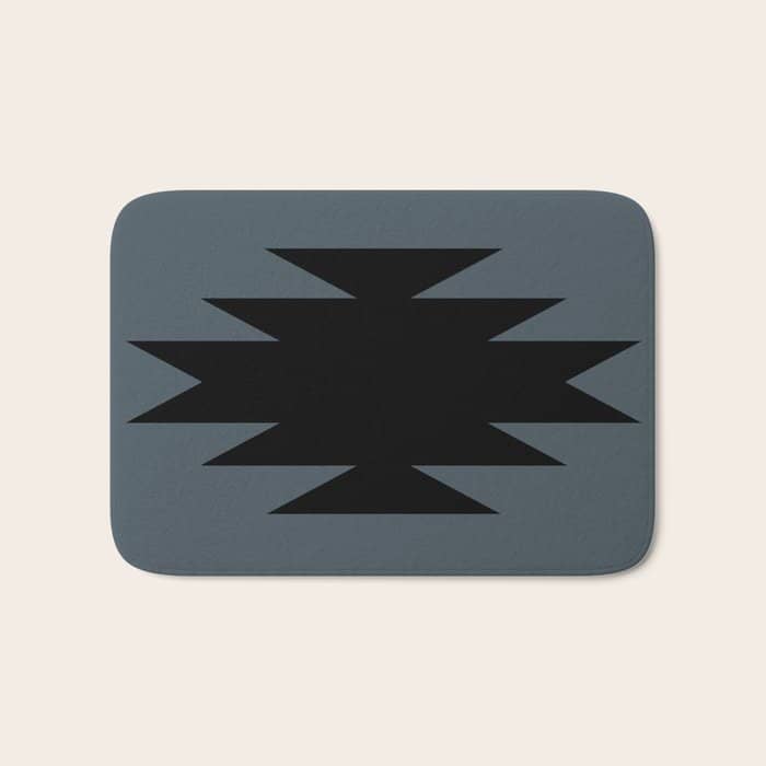 Geometric Southwestern Minimalism - Neutral Blue Bath Mat