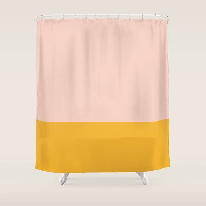 Blush Pink And Mustard Yellow Minimalist Color Block Shower Curtain