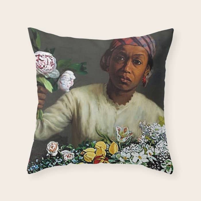 African American Masterpiece 'Young Woman With Peonies' By Frederic Bazille Throw Pillow