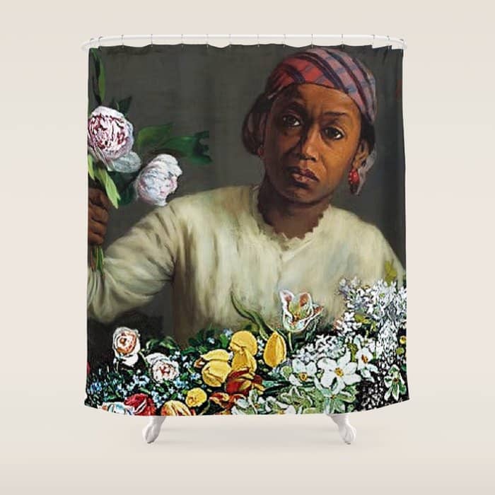 African American Masterpiece 'Young Woman With Peonies' By Frederic Bazille Shower Curtain