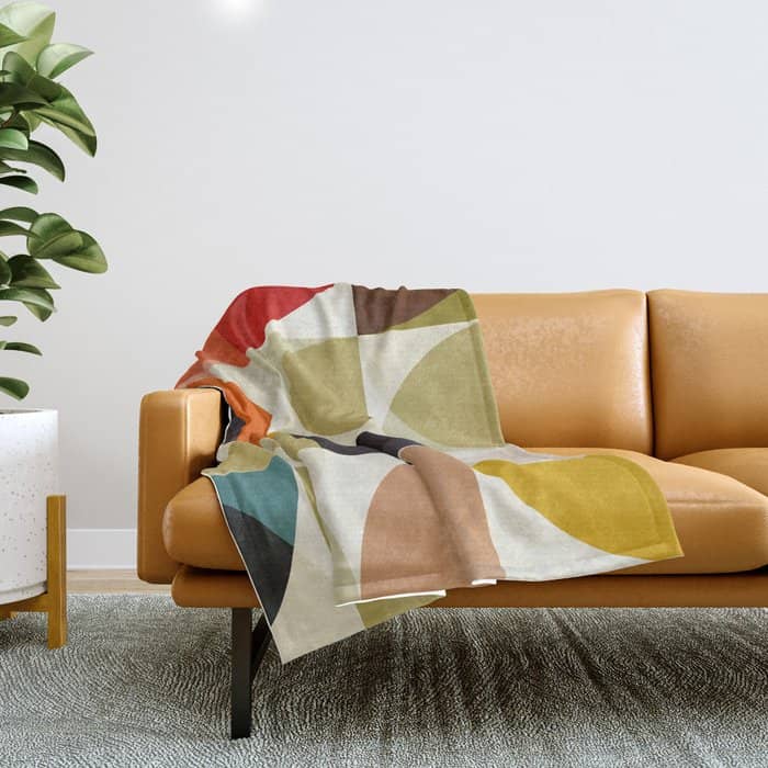 Mid Century Color Geometry Shapes Throw Blanket