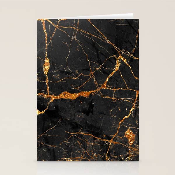 Black Malachite Marble With Gold Veins Stationery Card
