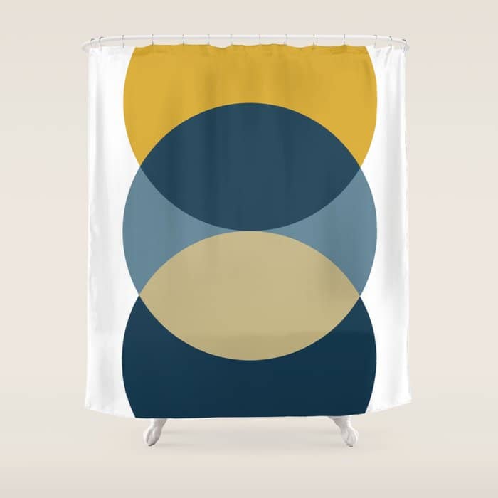 Rise Of The Sun - Yellow, Blue, Geometric Art Shower Curtain