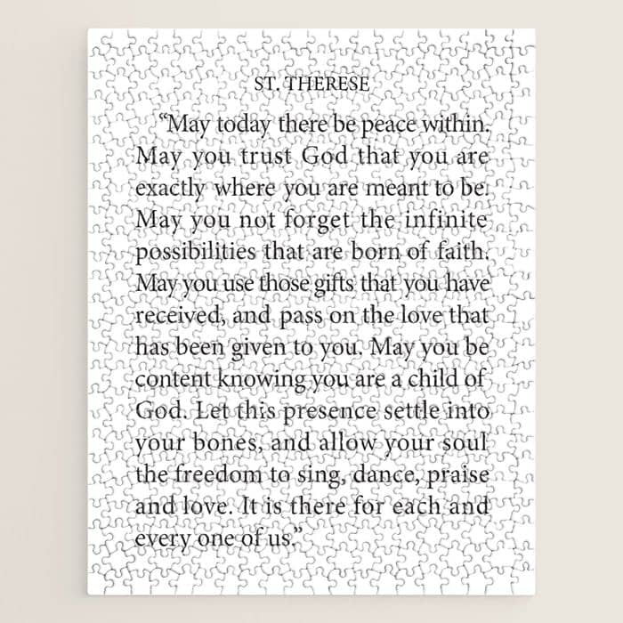 St. Therese Quote, May Today There Be Peace, Jigsaw Puzzle