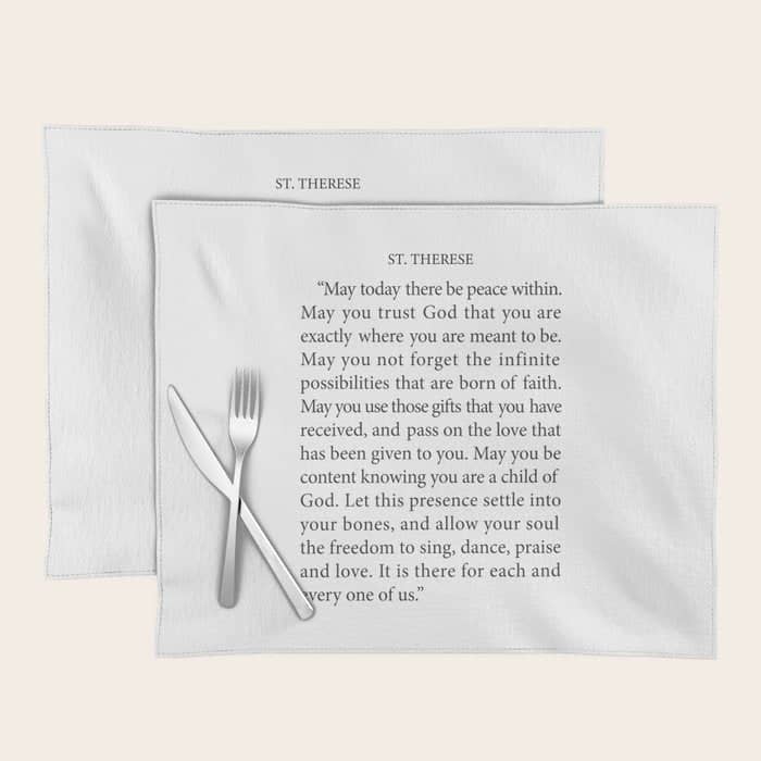 St. Therese Quote, May Today There Be Peace, Placemat