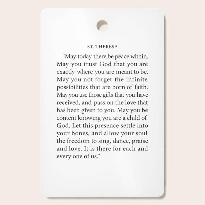St. Therese Quote, May Today There Be Peace, Cutting Board