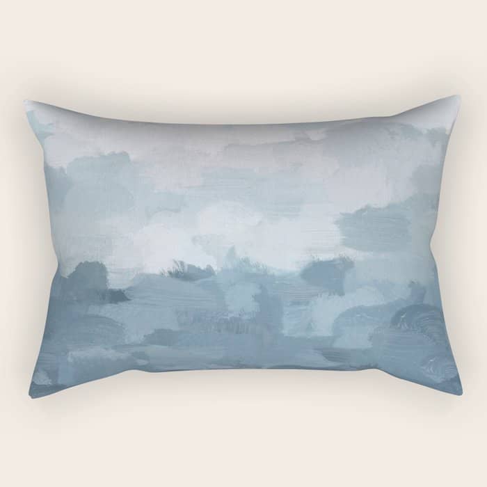 Nightfall Sailing - Indigo Navy Sky Blue Gray White Ocean Horizon Abstract Sea Rainy Cloudy Stormy Rectangular Pillow