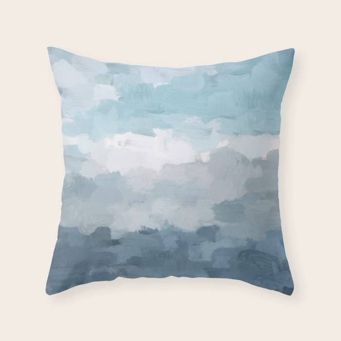 Nightfall Sailing - Indigo Navy Sky Blue Gray White Ocean Horizon Abstract Sea Rainy Cloudy Stormy Throw Pillow