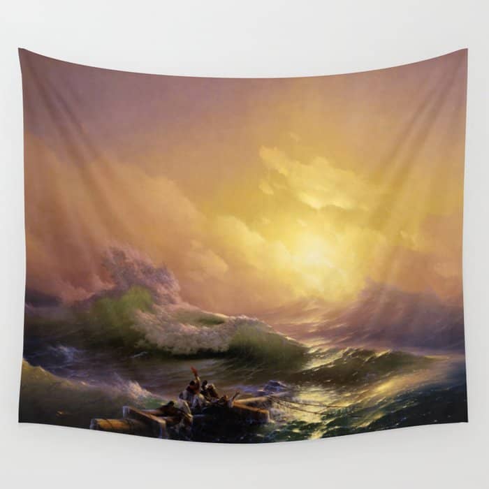 The Ninth Wave Nautical Sunset Ocean Storm Landscape Masterpiece By Ivan Aivazovsky Wall Tapestry