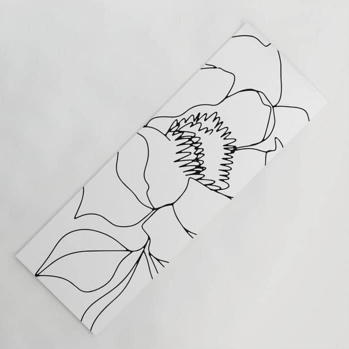 Minimal, Line Art, Floral Prints, Drawing Yoga Mat